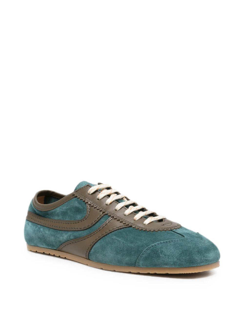 Sneakers in pelle con design a pannelli in verde 