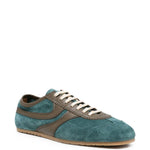 Sneakers in pelle con design a pannelli in verde 