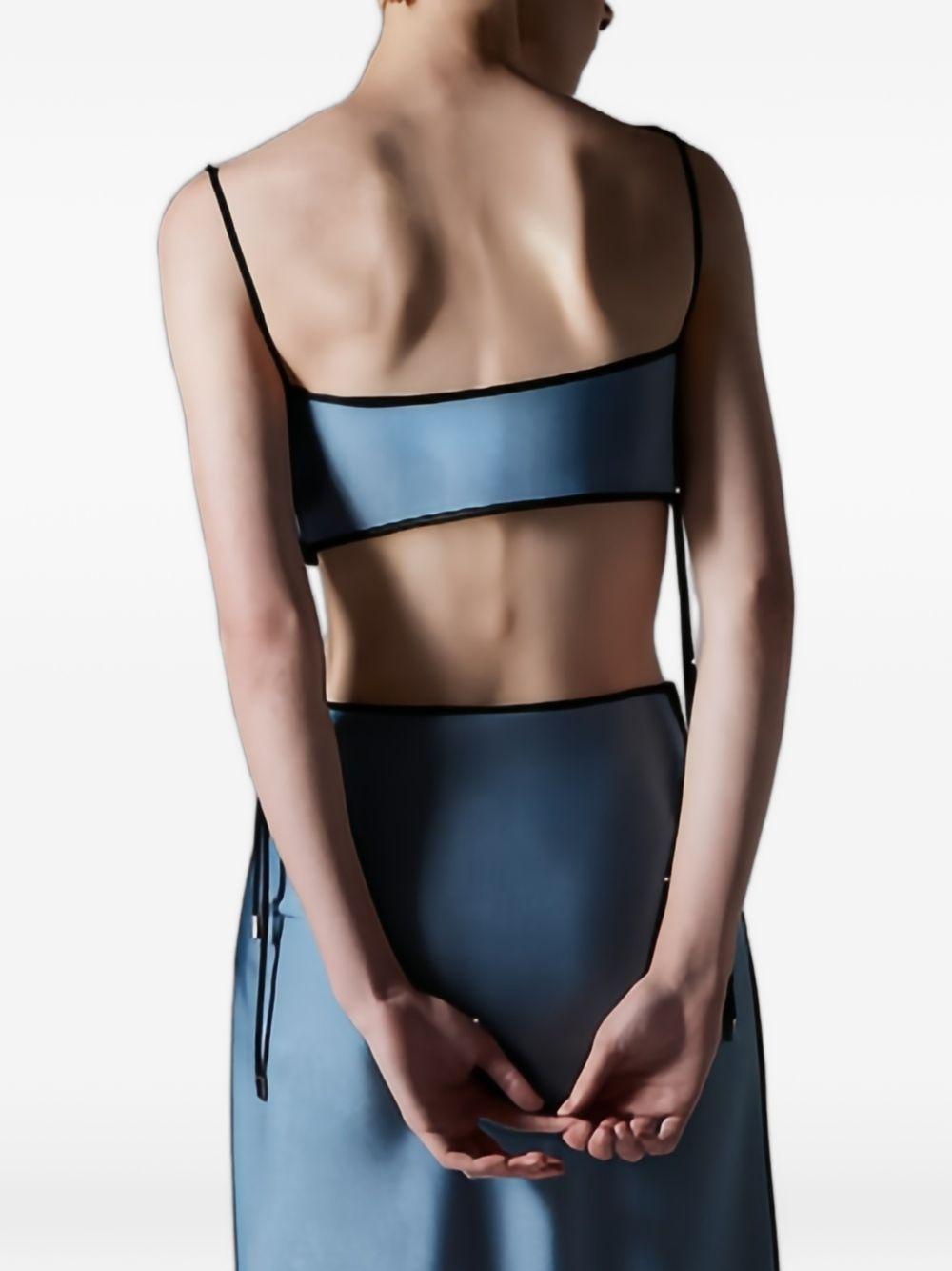 Top satinato crop con spalline in blu Temily - donna 