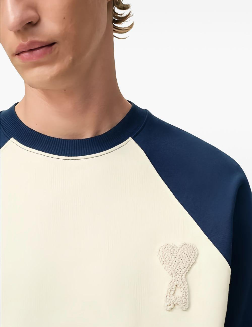Felpa Ami De Coeur con applicazione in bianco Ami paris - uomo 