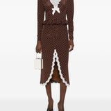 Abito midi a pois in marrone Alessandra Rich - donna 
