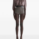 Shorts a quadri a vita alta in marrone Mugler - donna 