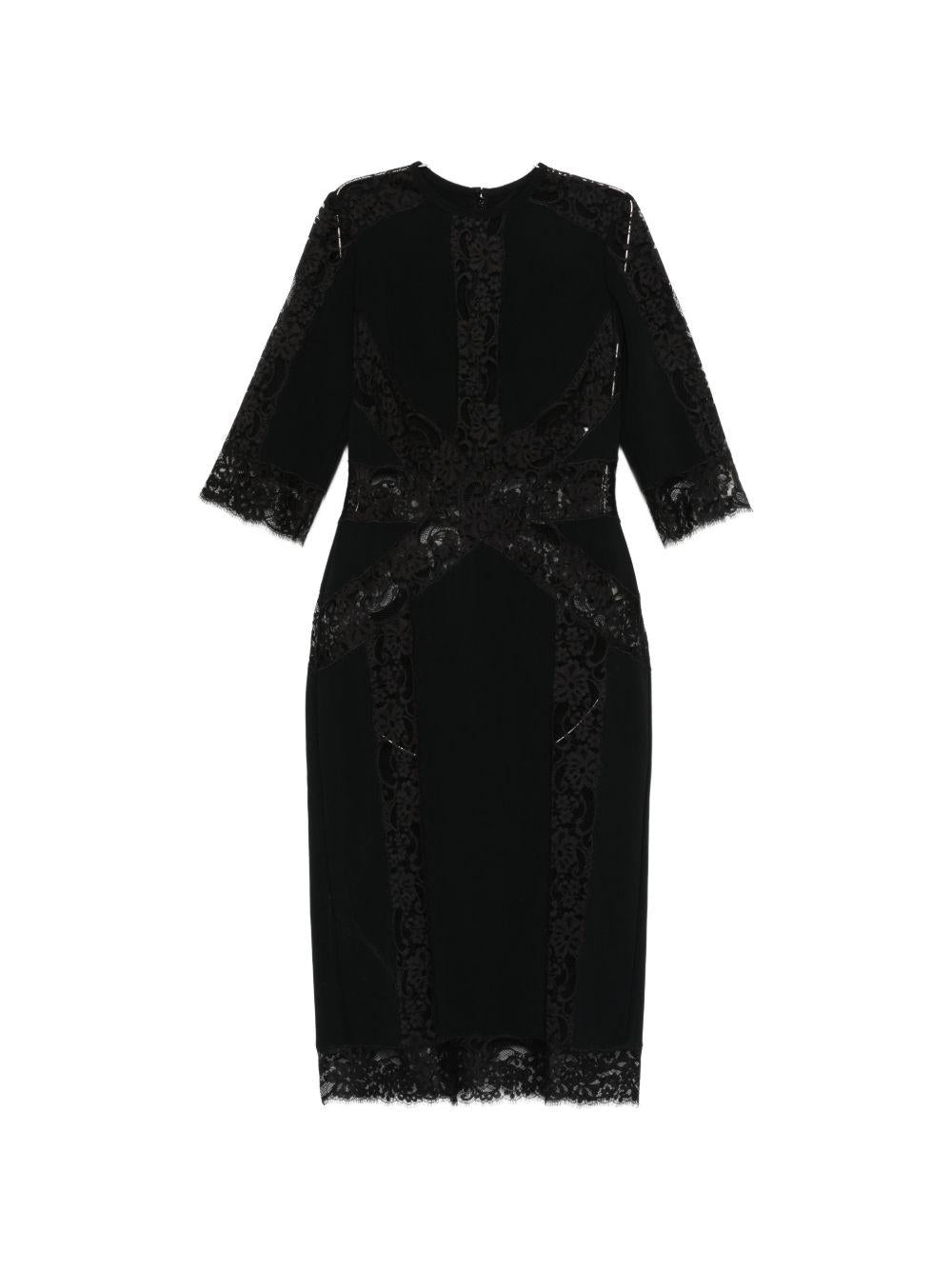 Abito midi in pizzo floreale in nero Elie saab - donna 