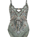 Costume intero Wanderlust con bordo a smerlo in verde Zimmermann - donna 