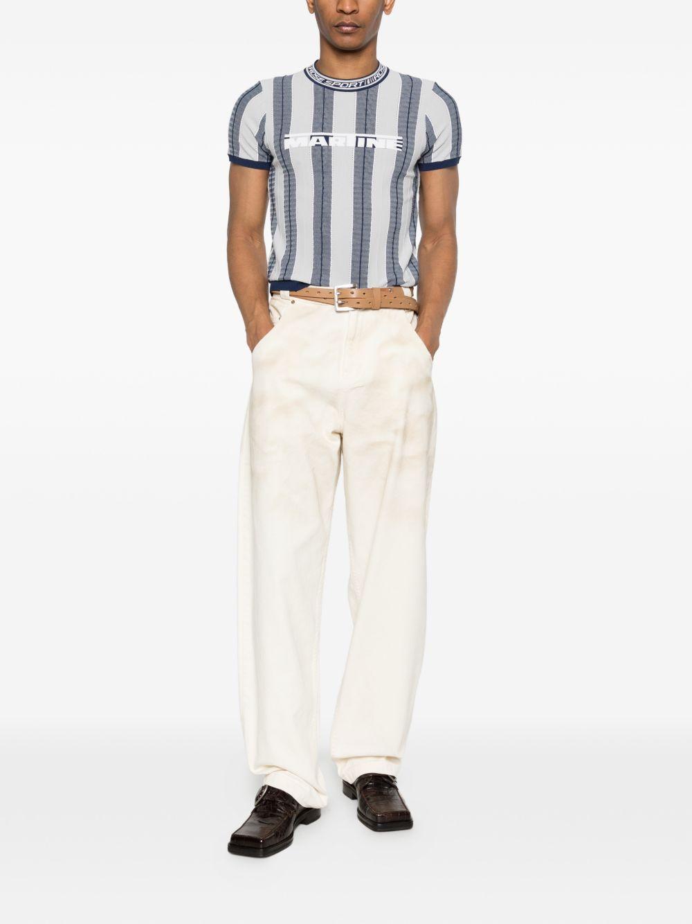 T-shirt con grafica a righe in blu e grigio Martine rose - uomo 