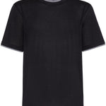 T-shirt a strati in blu Brunello cucinelli - uomo 
