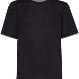 T-shirt a strati in blu Brunello cucinelli - uomo 