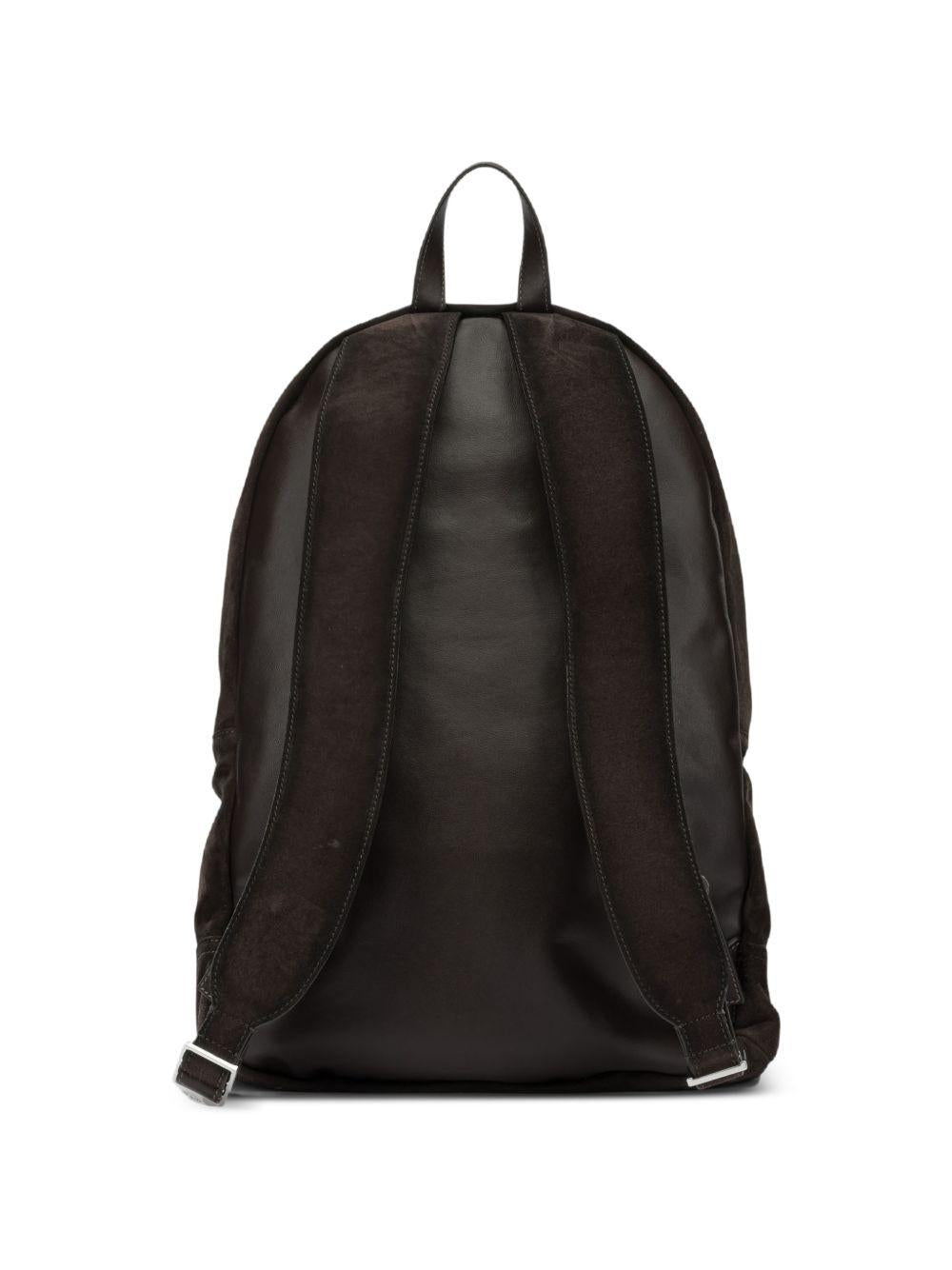 Zaino in pelle scamosciata con logo in marrone 