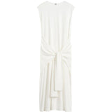 Abito midi con cintura in vita in bianco 