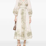 Abito midi a portafoglio Wanderlust in avorio Zimmermann - donna 
