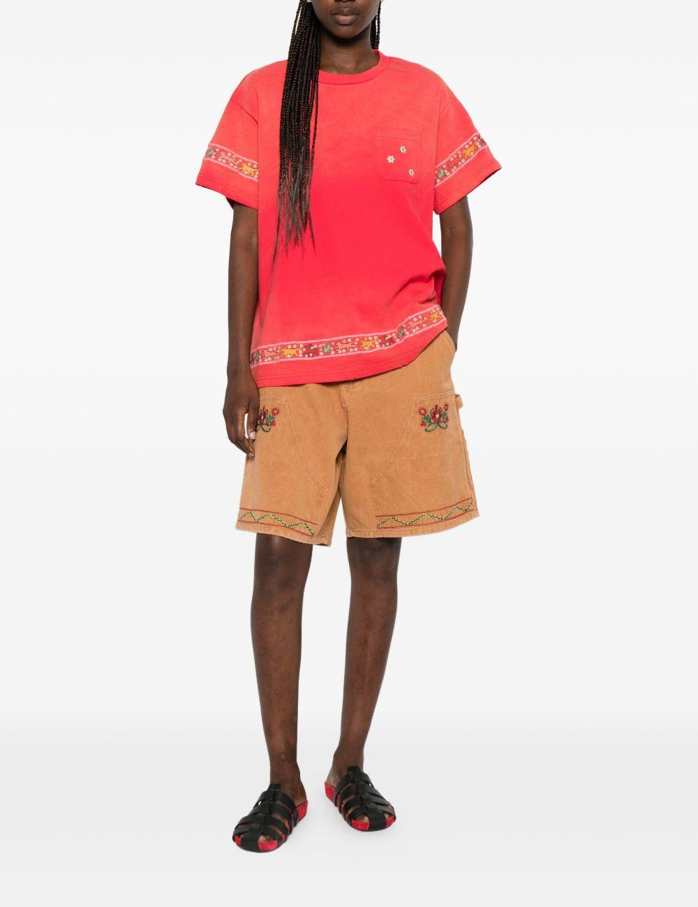 T-shirt con tasca sul petto in rosso Found - uomo 