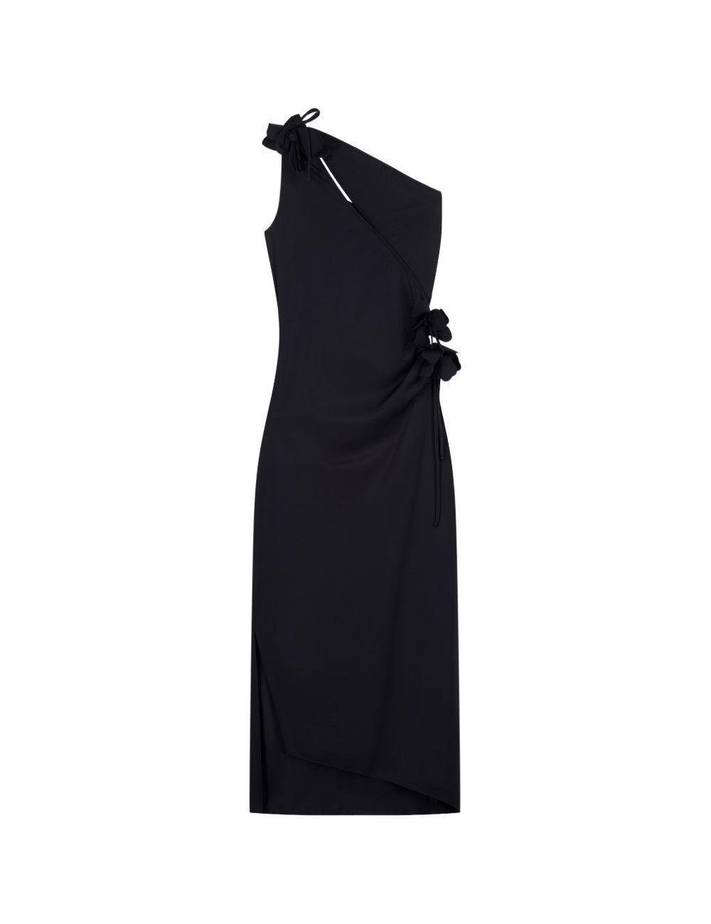 Abito lungo asimmetrico floreale in nero Coperni - donna 
