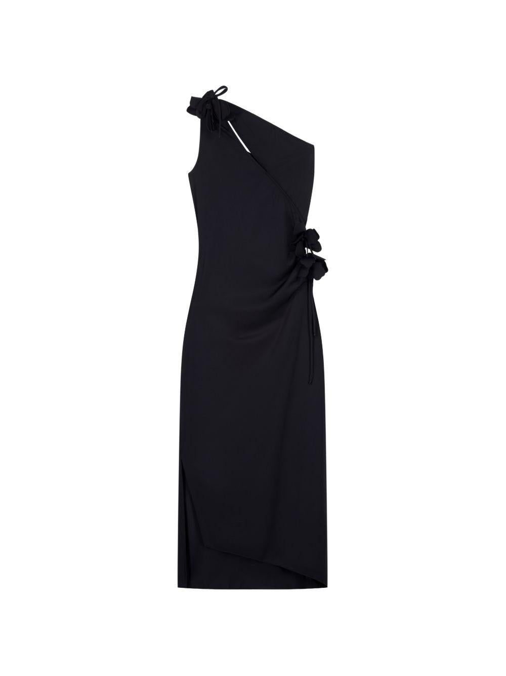 Abito lungo asimmetrico floreale in nero Coperni - donna 