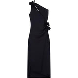 Abito lungo asimmetrico floreale in nero Coperni - donna 
