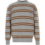 Maglione in cashmere a righe in grigio 