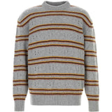 Maglione in cashmere a righe in grigio 