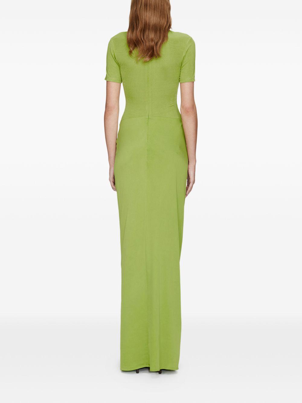 Abito lungo con collo alto e ruches in verde lime Christopher esber - donna 