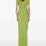 Abito lungo con collo alto e ruches in verde lime Christopher esber - donna 