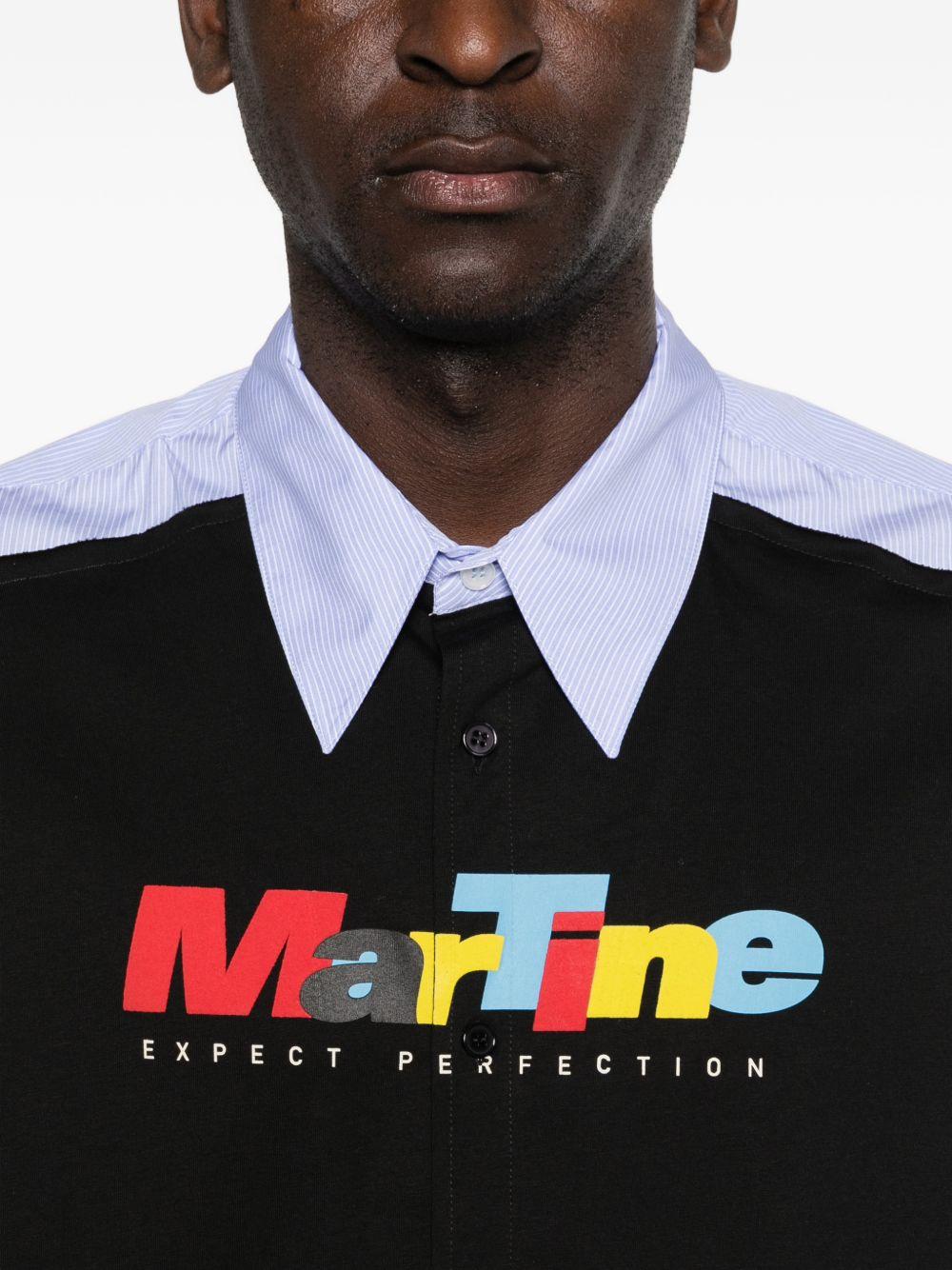 Camicia a panelli con logo in blu e nero Martine rose - uomo 