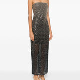 Abito midi con paillettes in nero Rotate - donna 