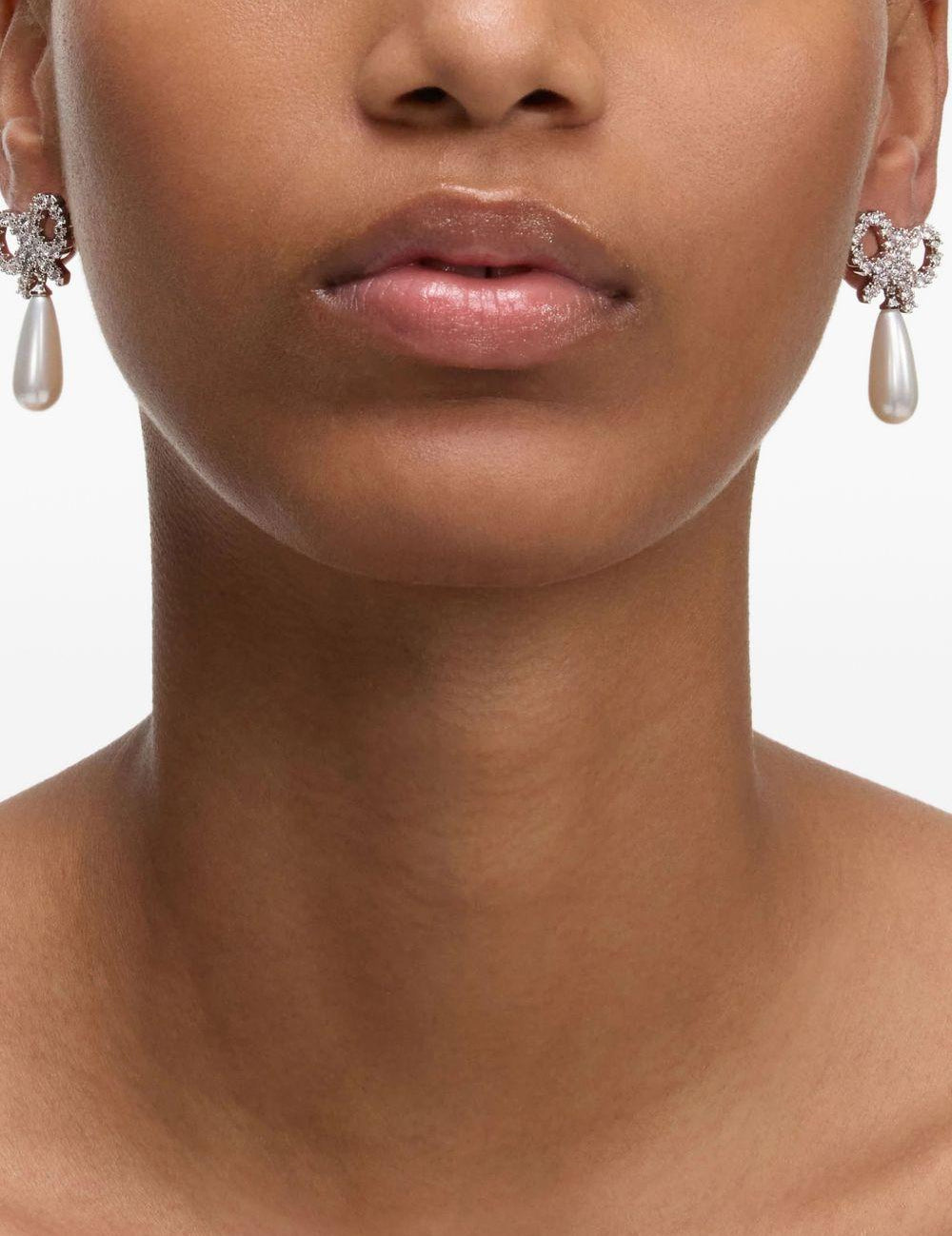 Orecchini con fiocco e perla in argento Self-portrait - donna 