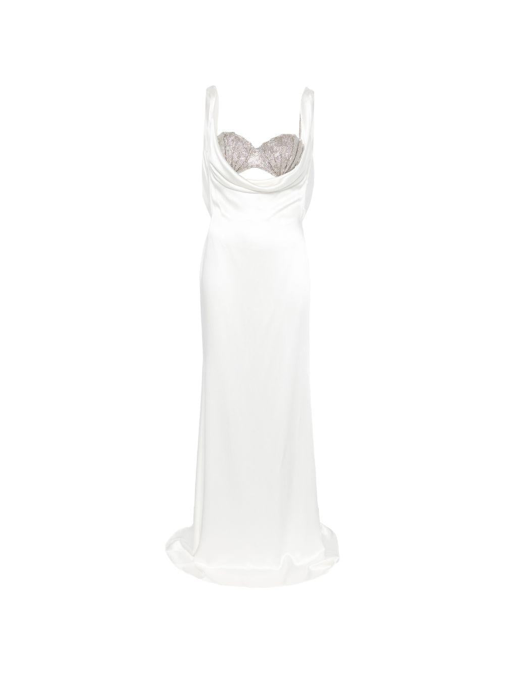 ABITO LUNGO CON BRALETTE GIOIELLO IN BIANCO GIUSEPPE DI MORABITO - donna 