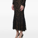 Gonna midi in pizzo in nero 