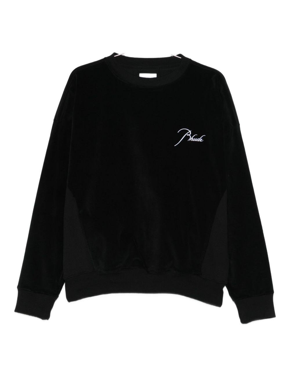 Felpa con logo e ricamo in nero Rhude - uomo 