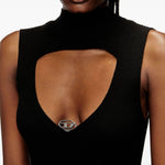 Abito corto M-Oloni-Short a coste con apertura a goccia in nero Diesel - donna 