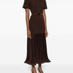 Abito midi con colletto stile polo in marrone Rowen rose - donna 