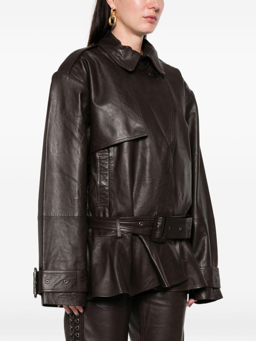 Giacca in pelle in marrone 