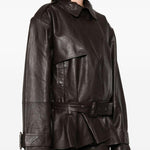 Giacca in pelle in marrone 