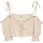 Top crop in pizzo sangallo in beige Guess USA - donna 