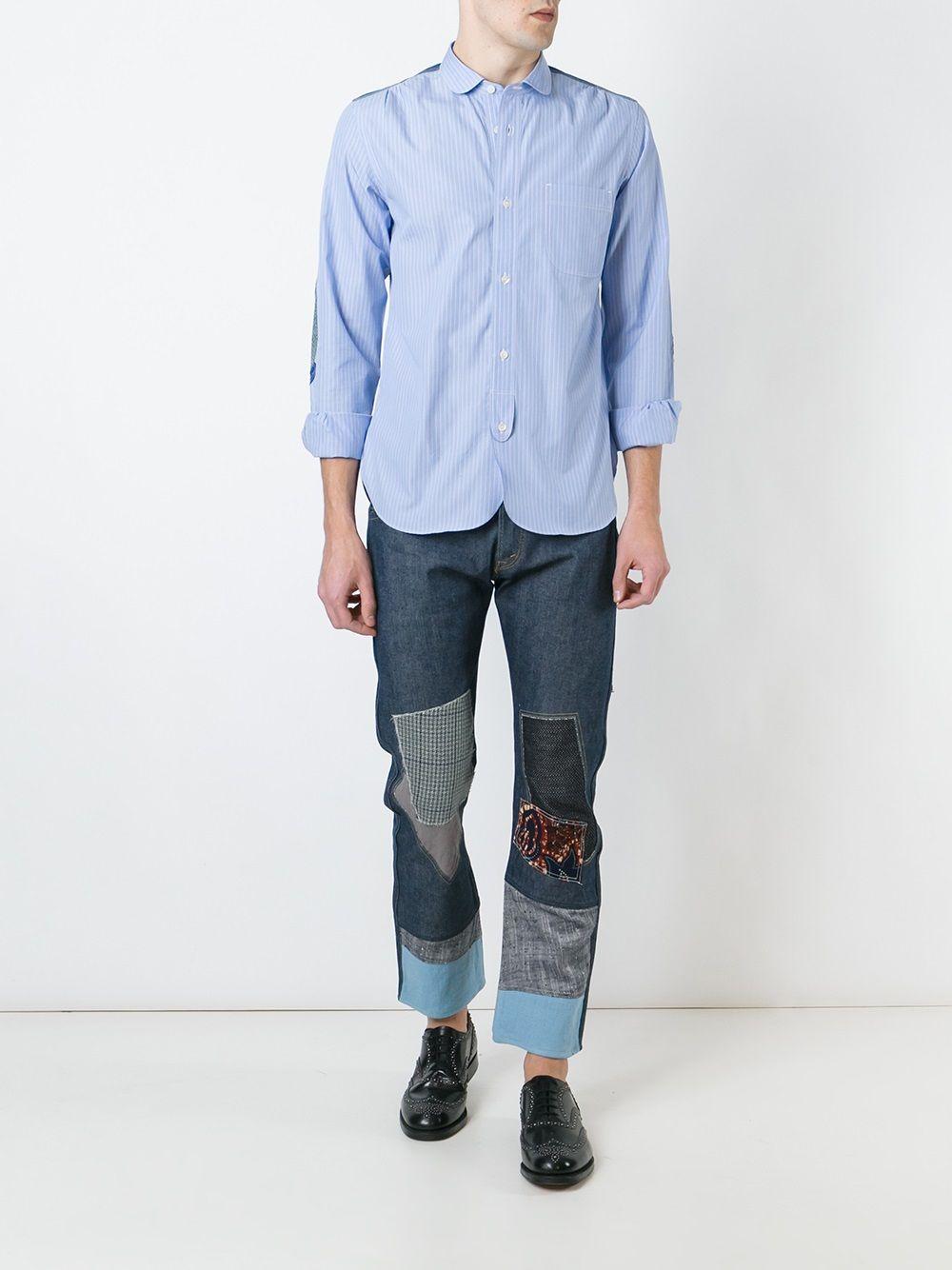 Camicia con dettaglio toppe in azzurro Junya Watanabe MAN - uomo 