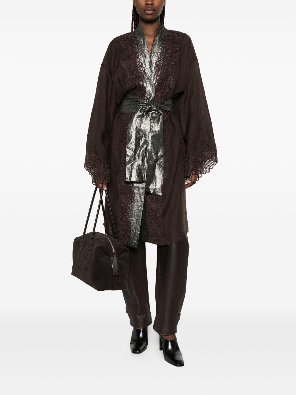 Kimono in pizzo in marrone Maurizio - donna 