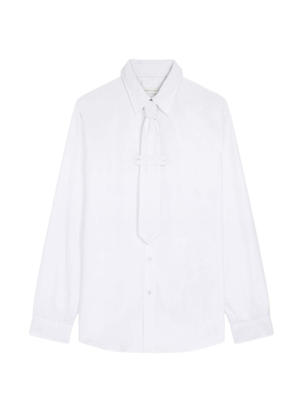 Camicia con dettaglio cravatta in cotone bianco 