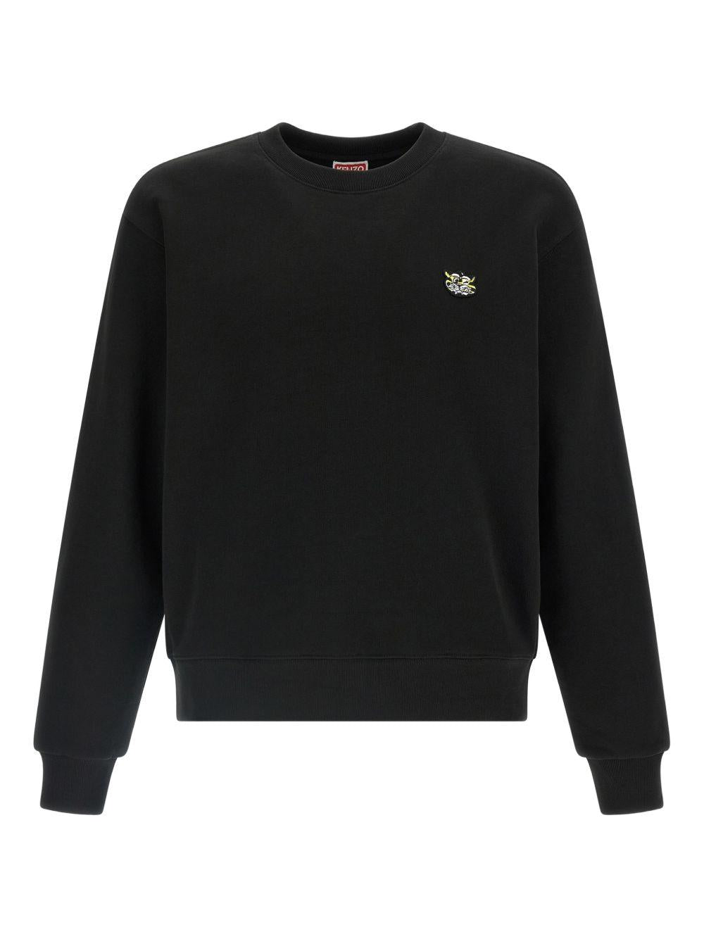 Maglione girocollo con logo e toppa in nero Kenzo - uomo 