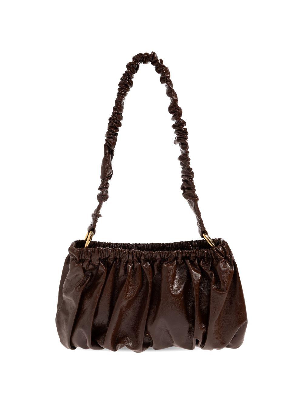 Borsa in pelle arricciata marrone 