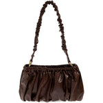 Borsa in pelle arricciata marrone 