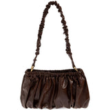 Borsa in pelle arricciata marrone 