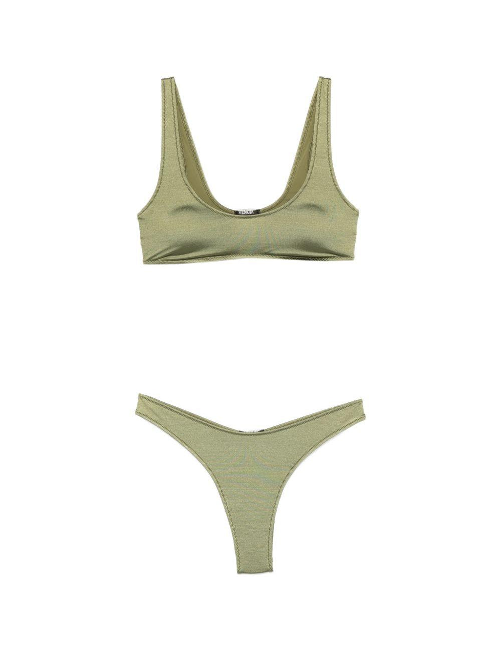 Bikini con finitura metallica in verde Venuja - donna 