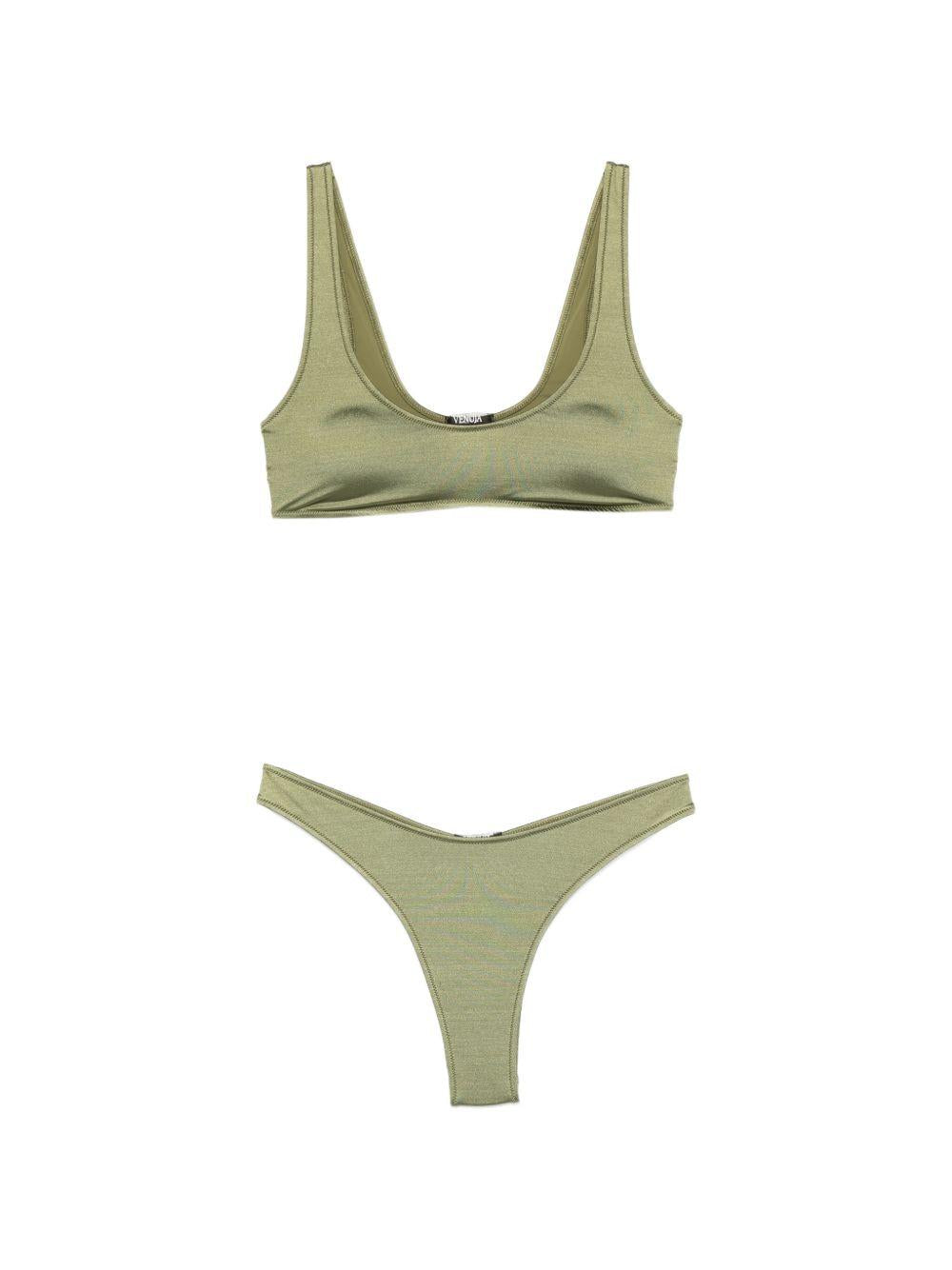 Bikini con finitura metallica in verde Venuja - donna 