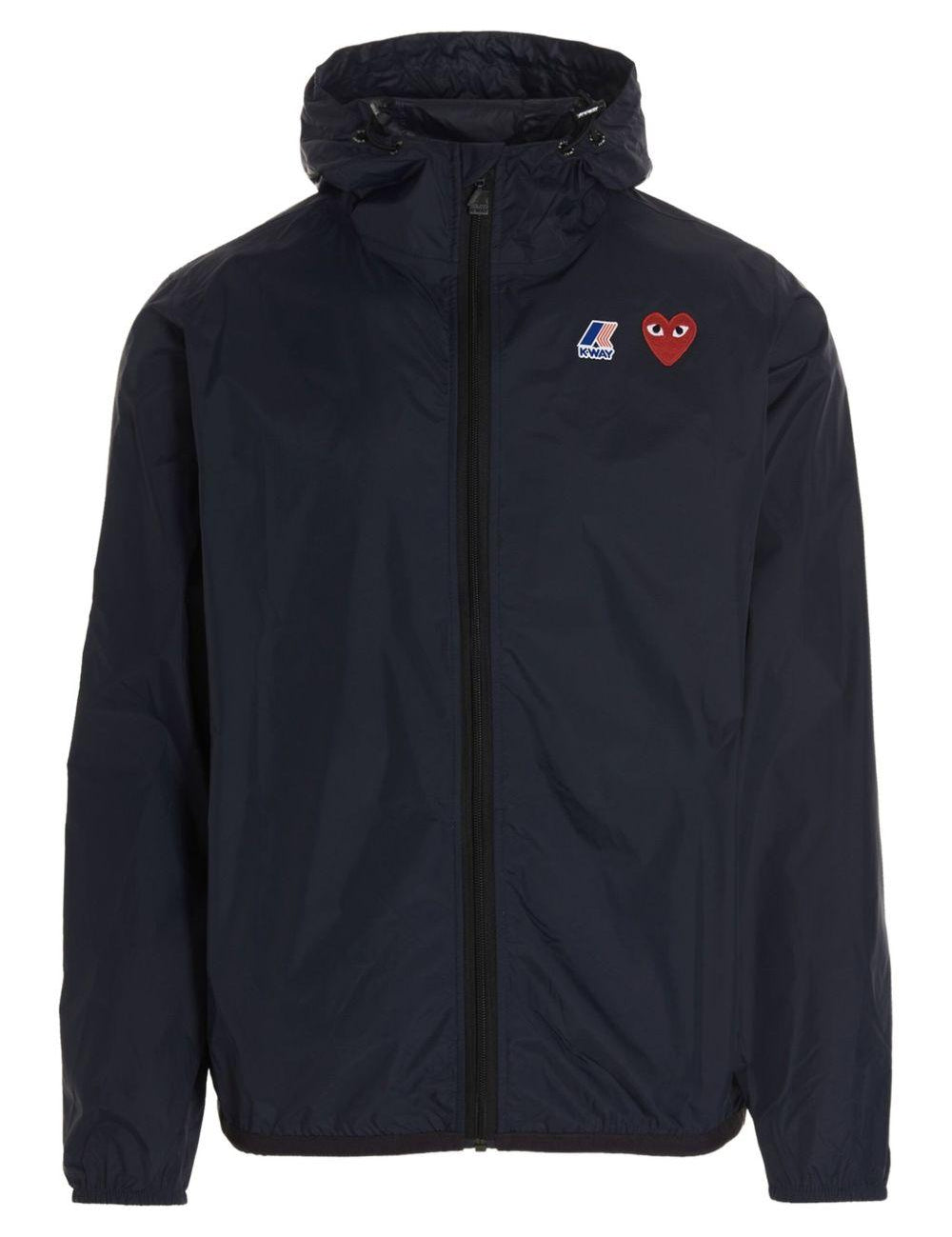 Impermeabile con cappuccio e logo in blu Comme des garcons play x k-way - unisex 