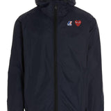 Impermeabile con cappuccio e logo in blu Comme des garcons play x k-way - unisex 