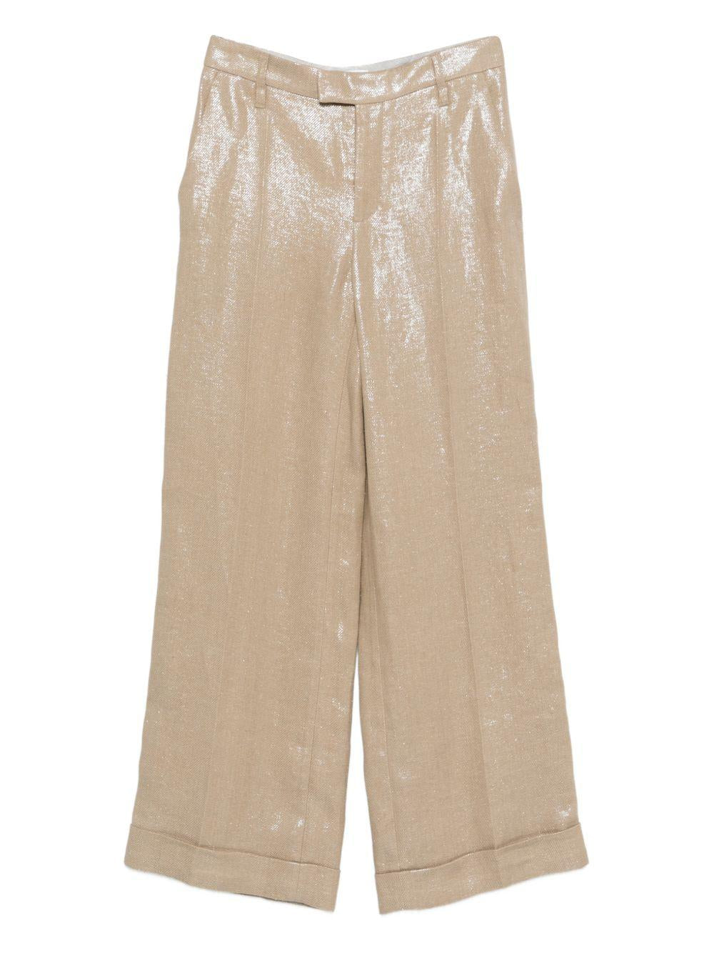 Pantaloni in lurex in beige Brunello cucinelli - donna 