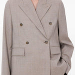Blazer doppiopetto Norma con revers a lancia in taupe Loulou de saison - donna 
