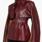 Giacca in pelle con cintura tenzone in bordeaux Maxmara sportmax - donna 