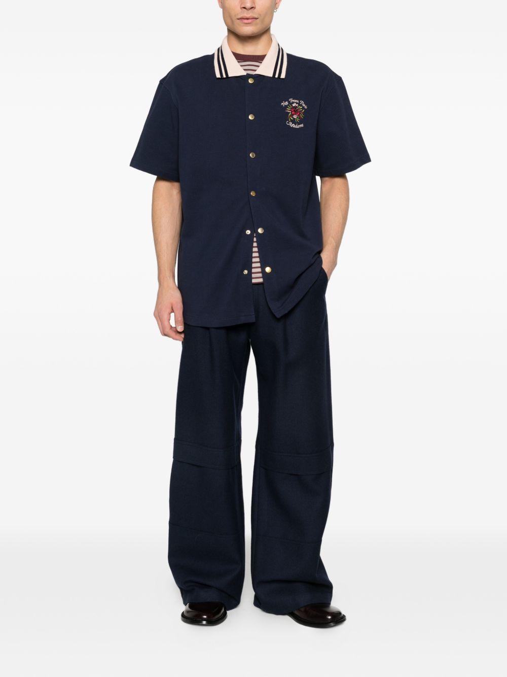 Camicia con colletto polo a contrasto in blu DROLE DE MONSIEUR - uomo 