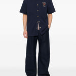 Camicia con colletto polo a contrasto in blu DROLE DE MONSIEUR - uomo 