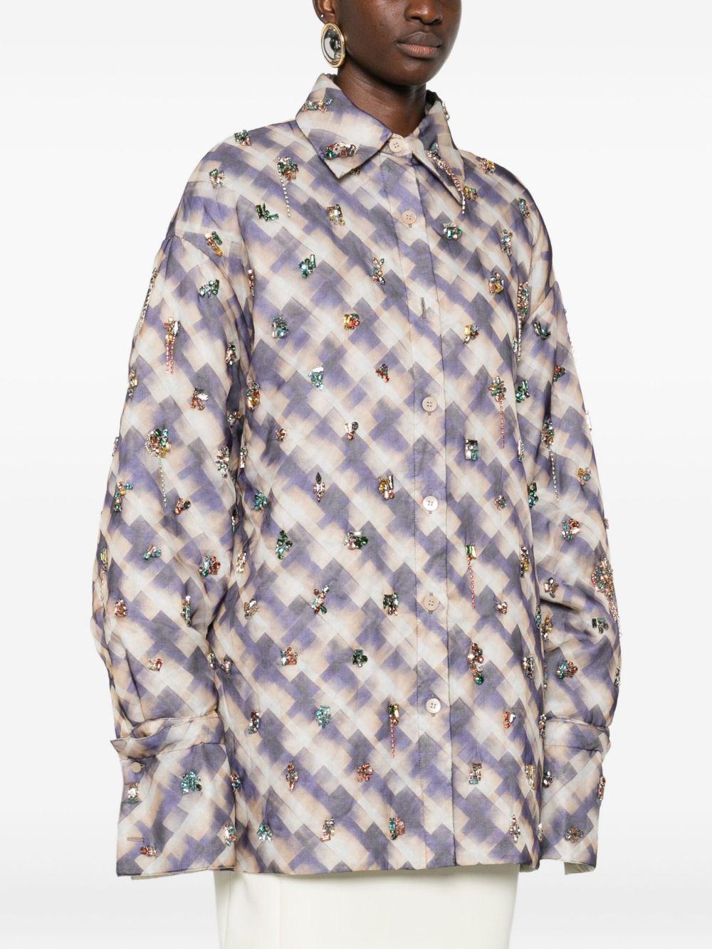 Giacca -camicia a quadri con cristalli in multicolore Dries van noten - donna 